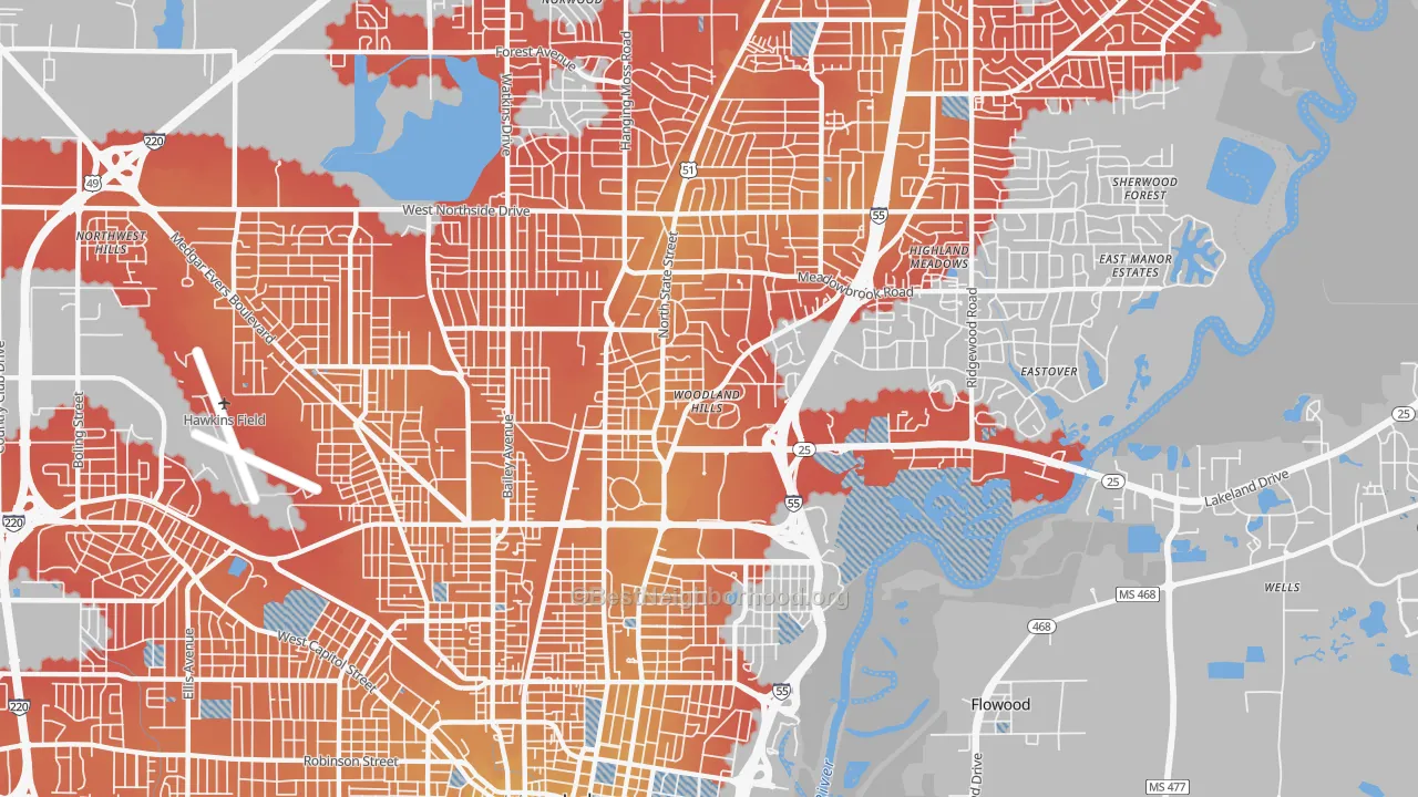 Transit Grade map of 39216, MS