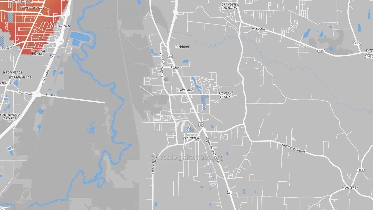 Transit Grade map of 39218, MS