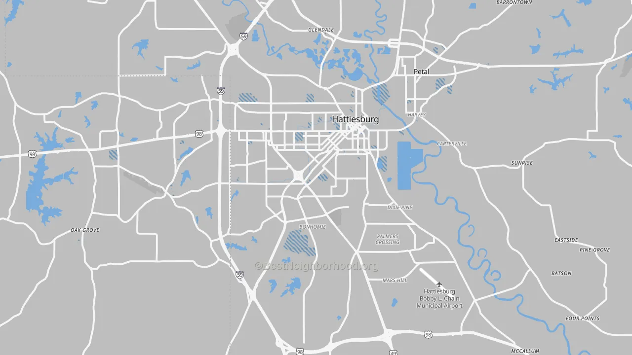 Transit Grade map of 39401, MS