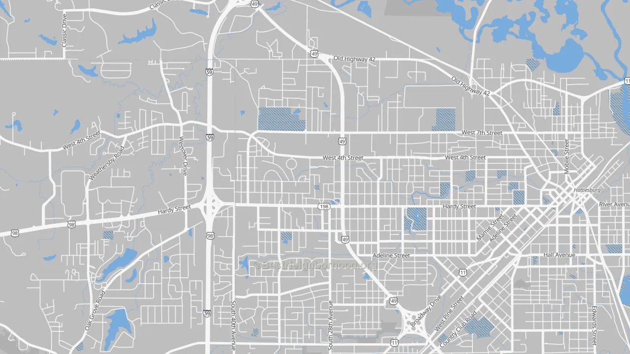Transit Grade map of 39406, MS