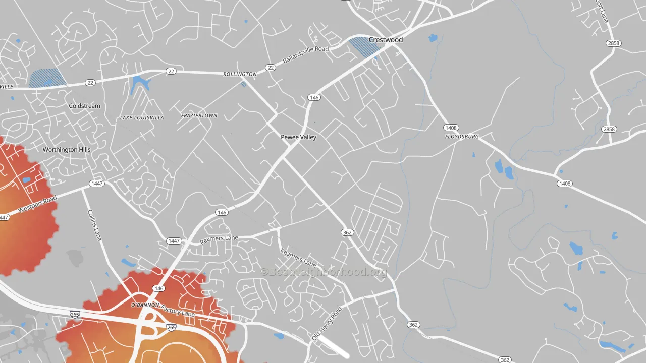 Transit Grade map of 40056, KY