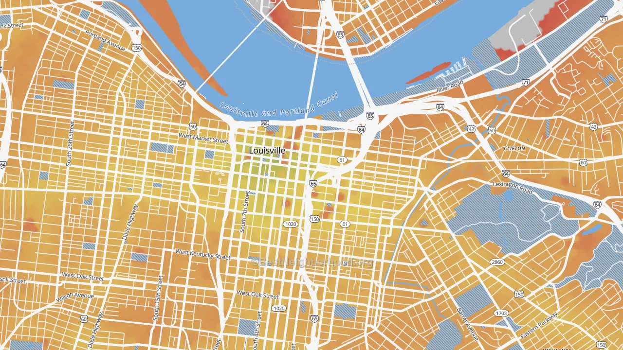 Transit Grade map of 40202, KY