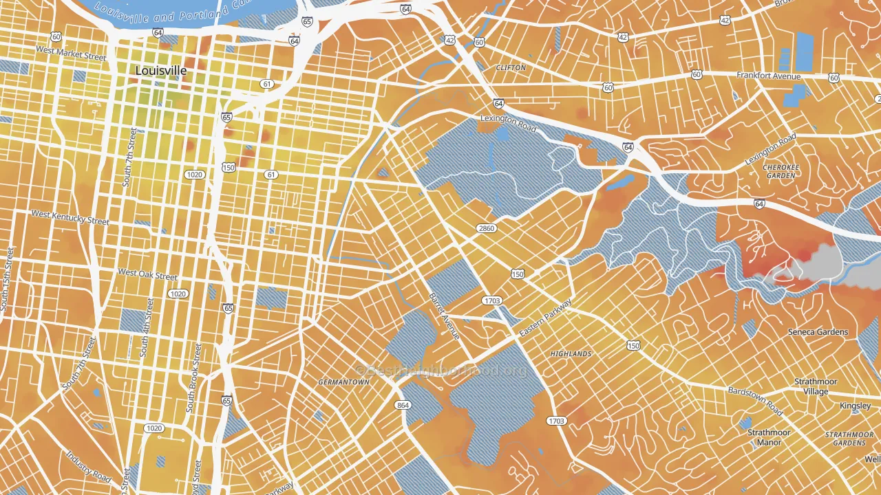 Transit Grade map of 40204, KY