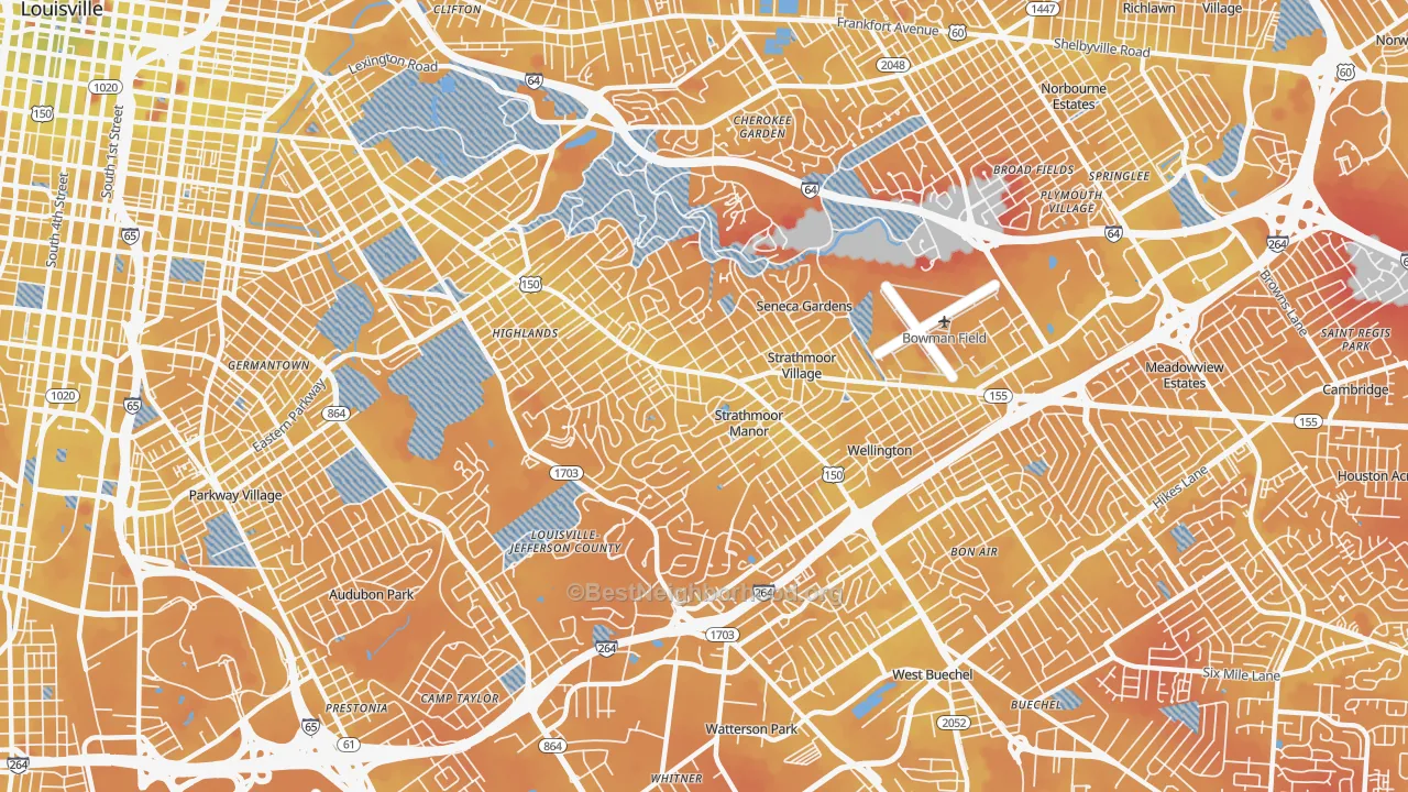 Transit Grade map of 40205, KY
