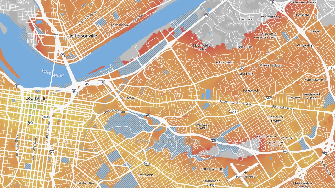 Transit Grade map of 40206, KY