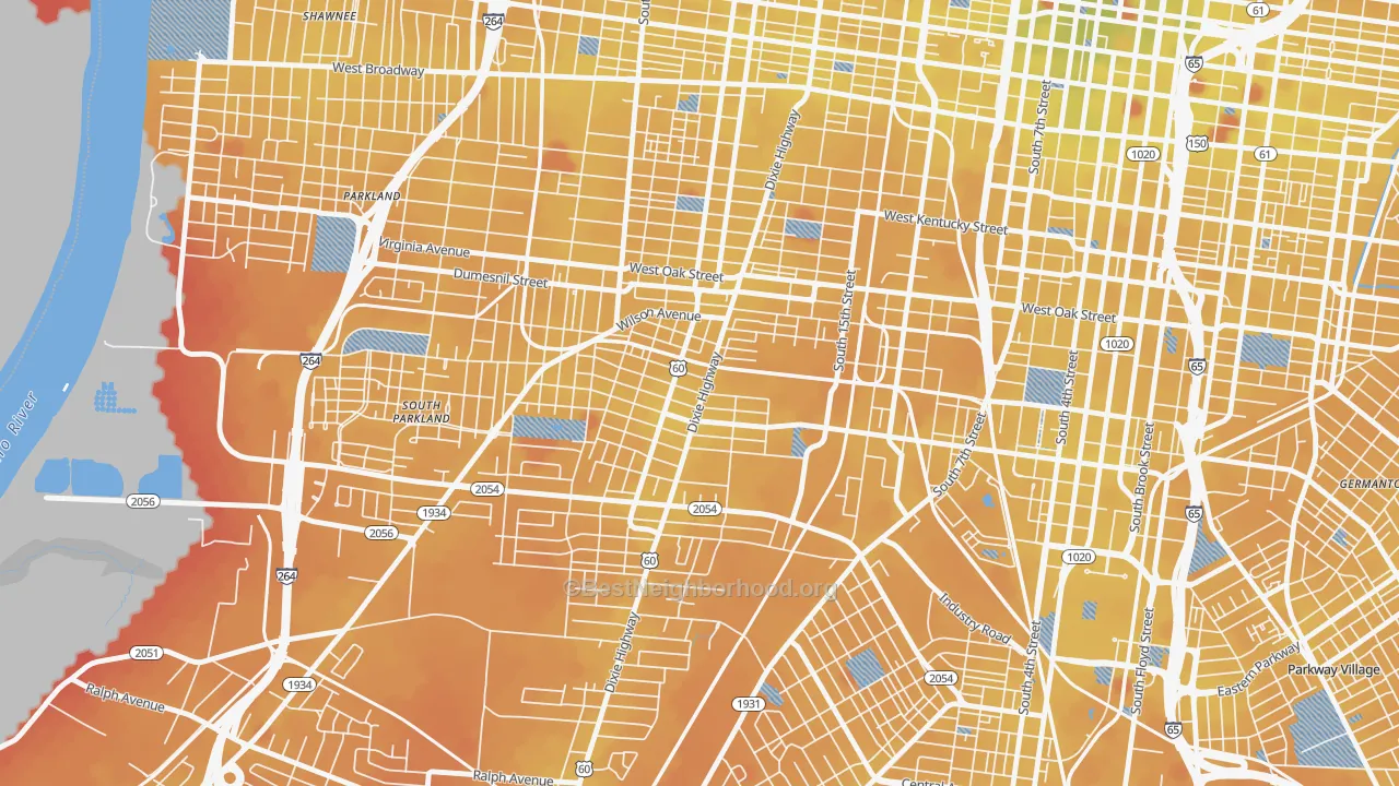 Transit Grade map of 40210, KY