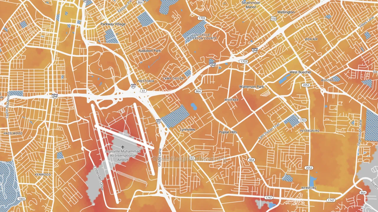 Transit Grade map of 40213, KY