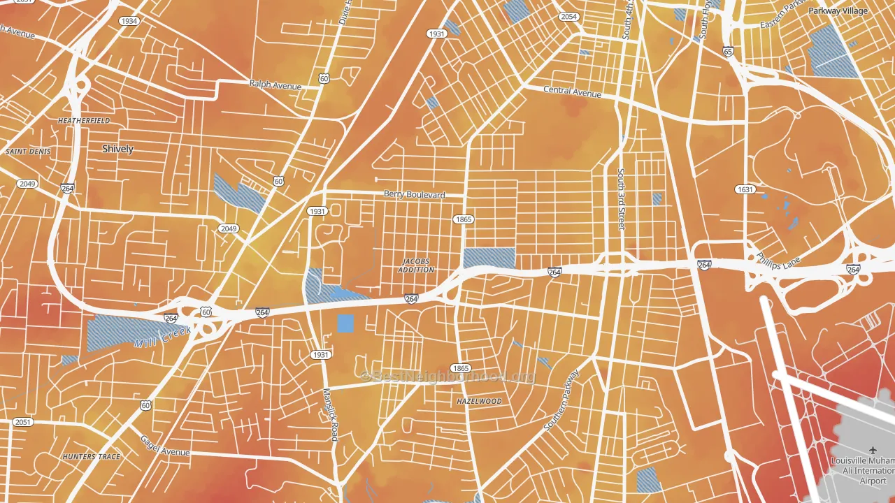 Transit Grade map of 40215, KY