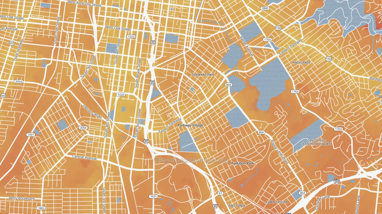 Transit Grade map of 40217, KY
