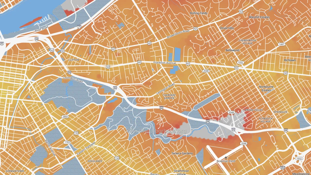 Transit Grade map of 40280, KY