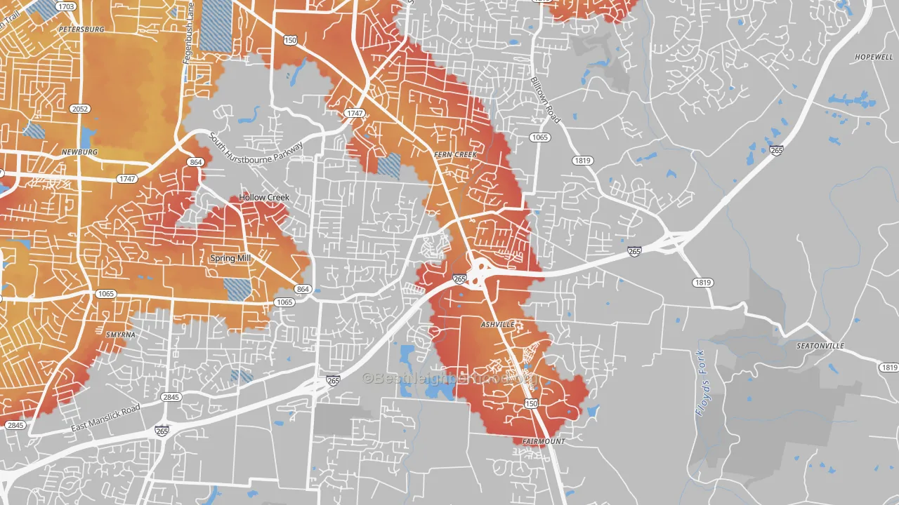 Transit Grade map of 40291, KY