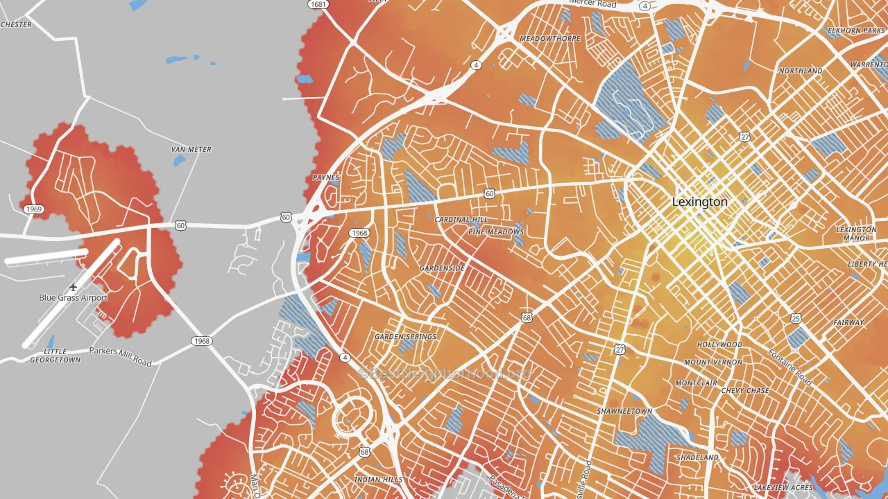 Transit Grade map of 40504, KY