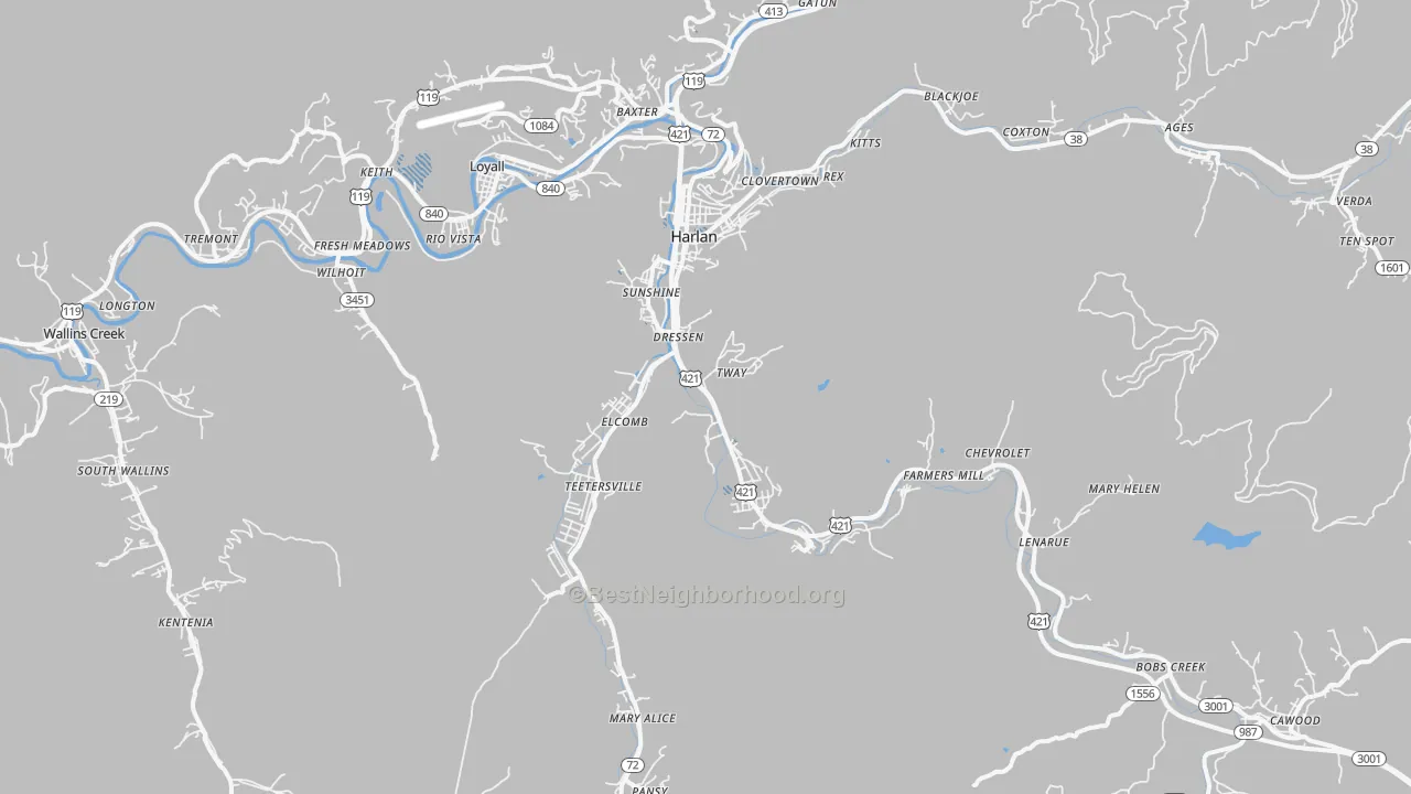 Transit Grade map of 40831, KY