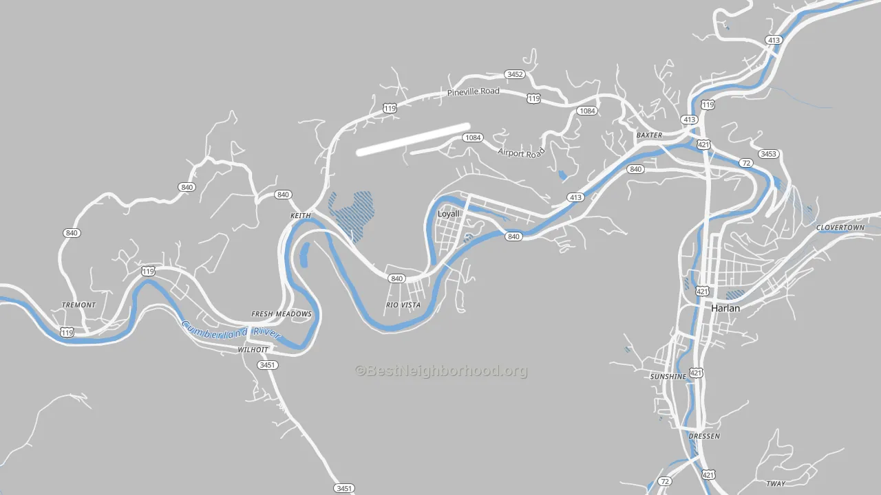 Transit Grade map of 40854, KY