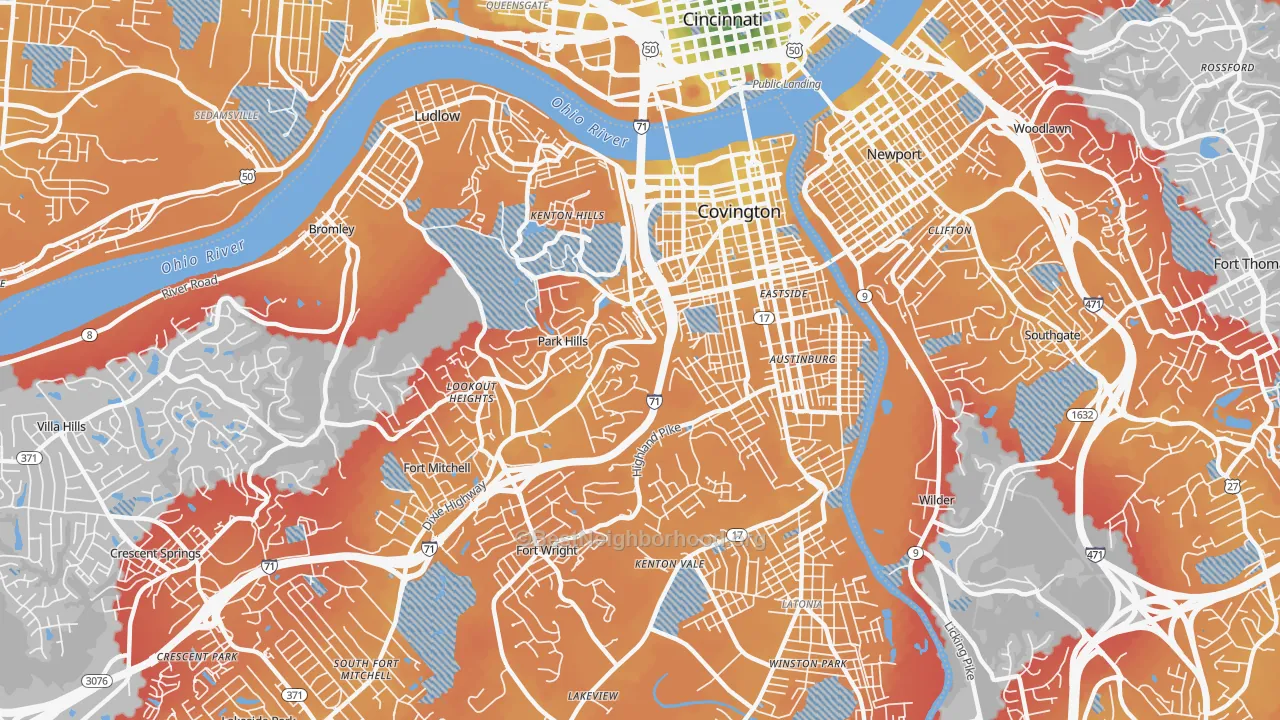Transit Grade map of 41011, KY