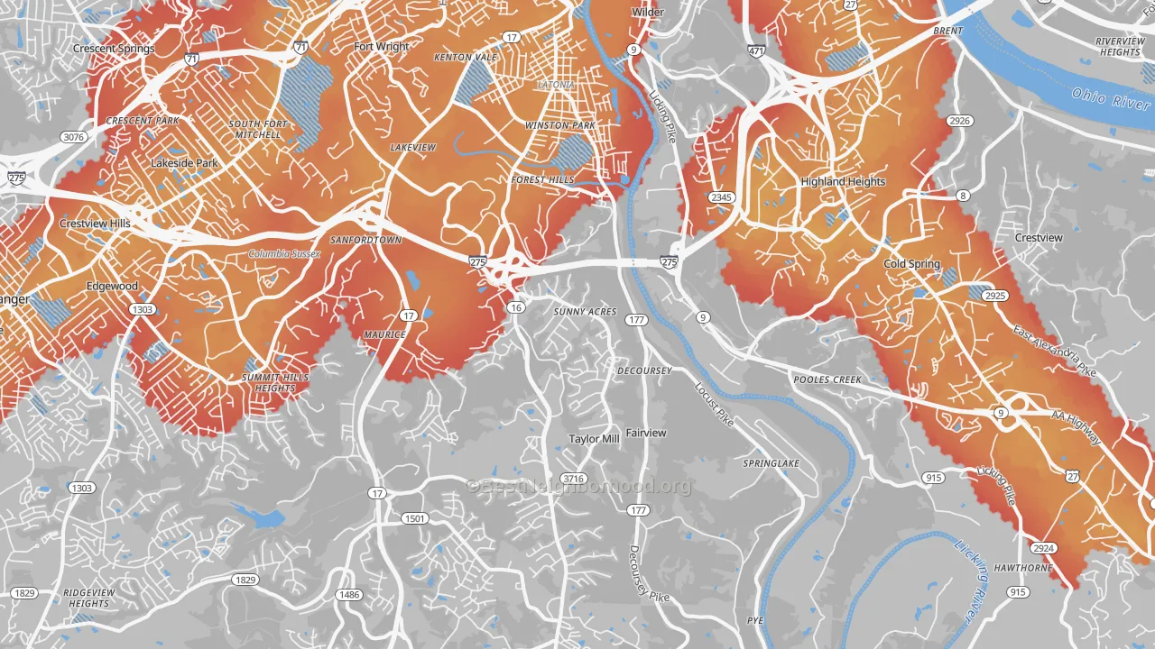 Transit Grade map of 41015, KY