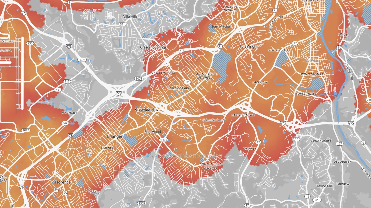 Transit Grade map of 41017, KY