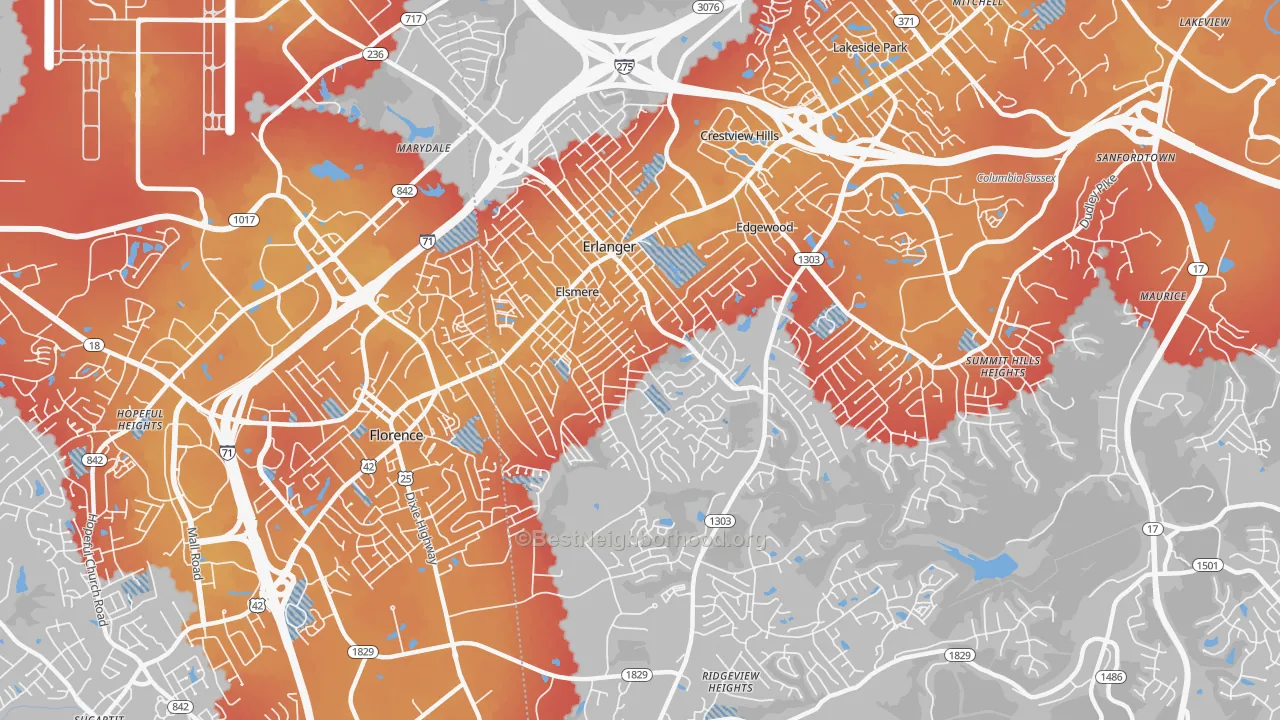 Transit Grade map of 41018, KY