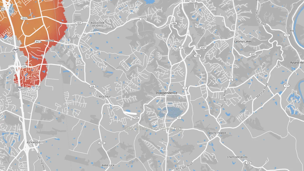 Transit Grade map of 41051, KY