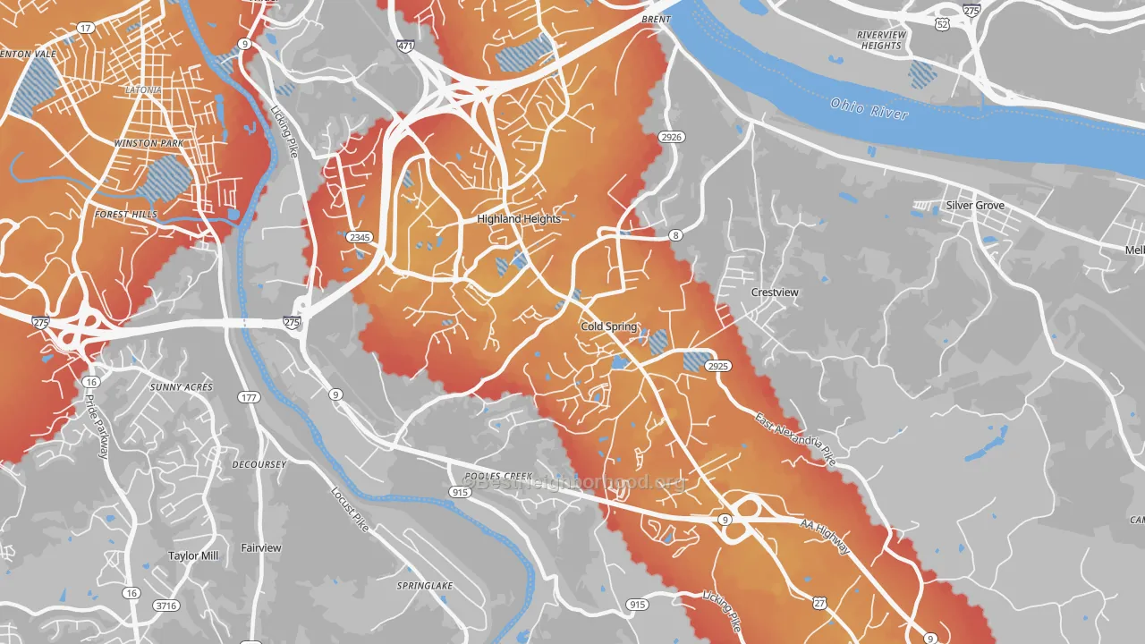 Transit Grade map of 41076, KY