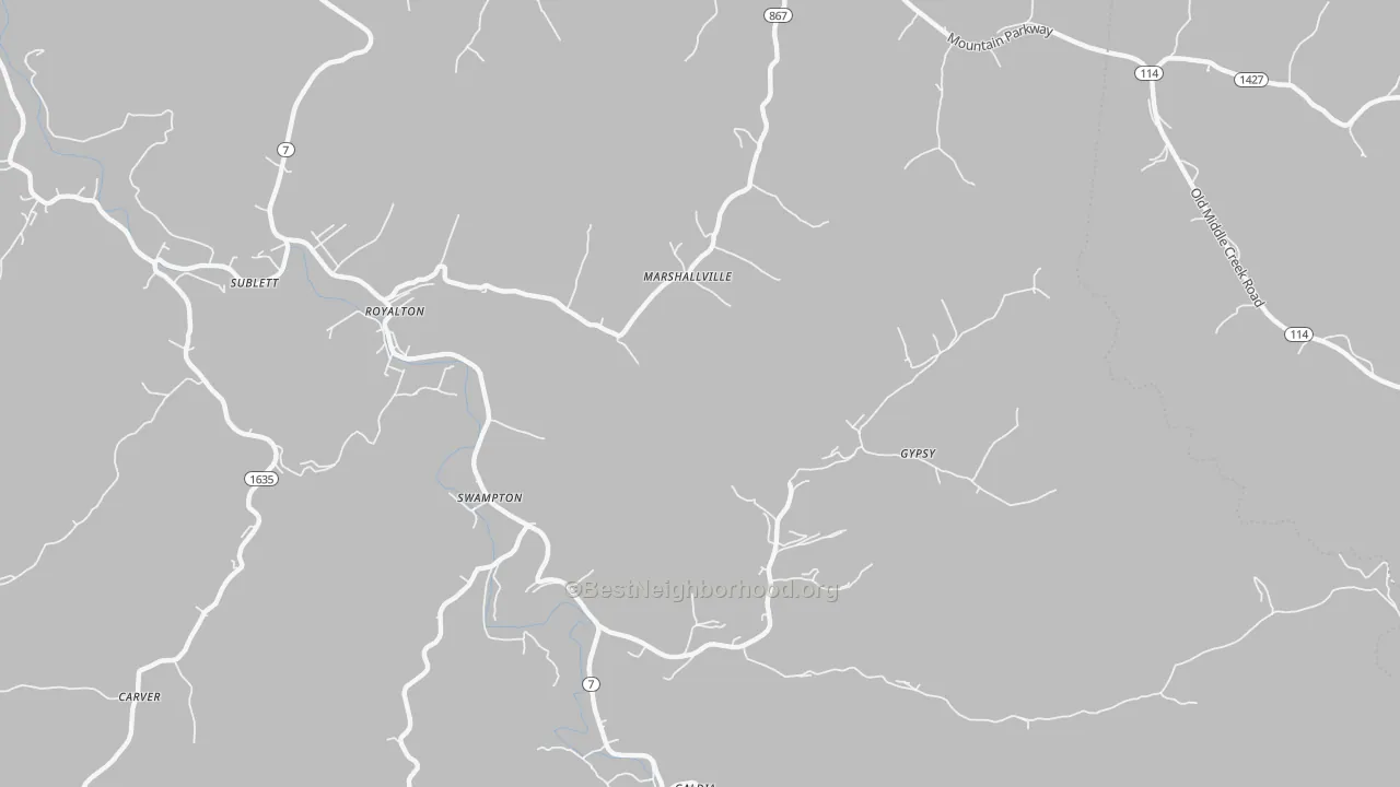 Transit Grade map of 41464, KY