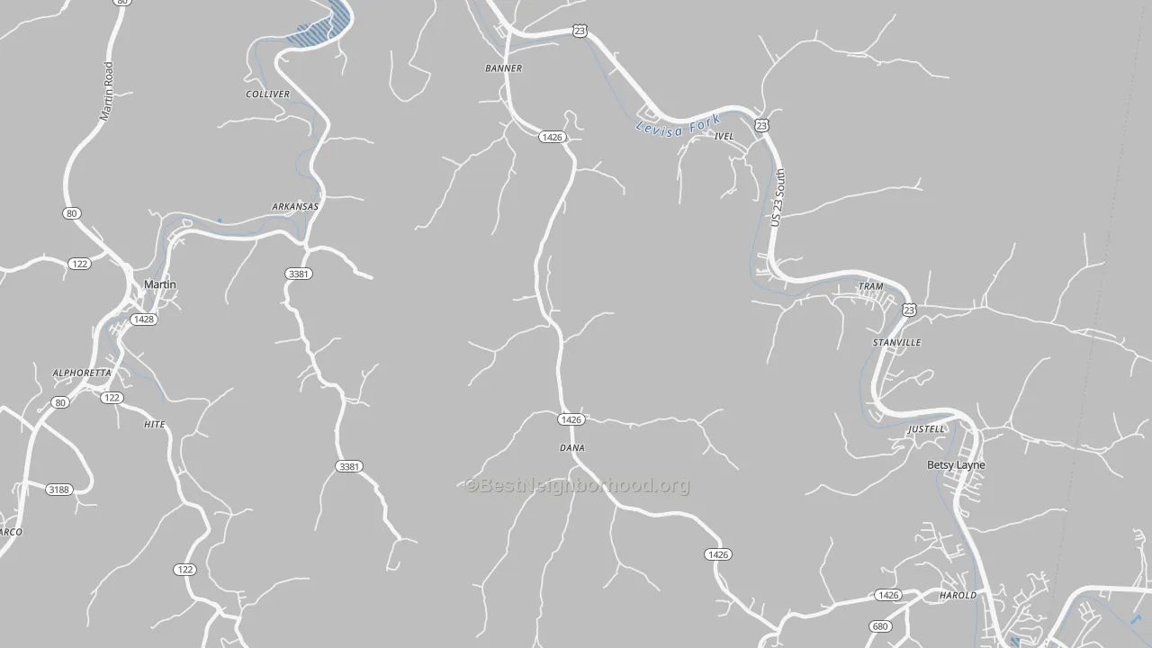 Transit Grade map of 41603, KY