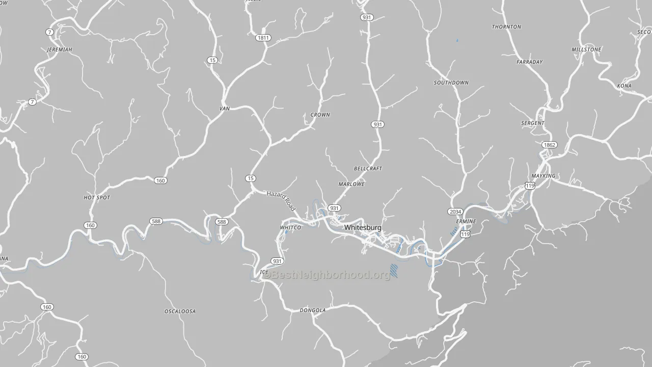 Transit Grade map of 41858, KY