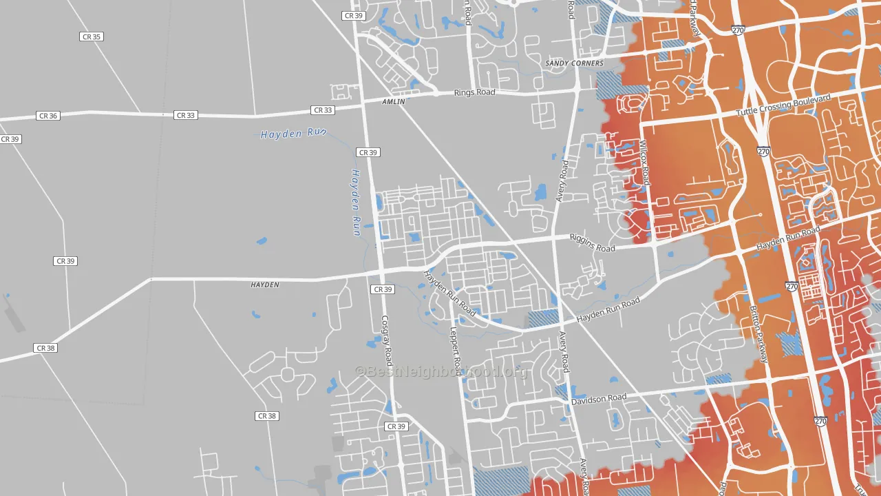 Transit Grade map of 43002, OH