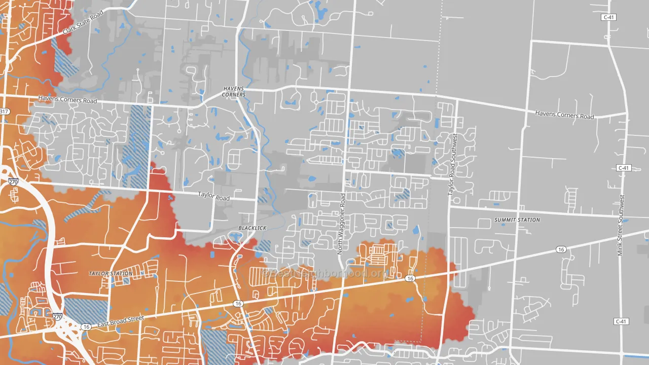Transit Grade map of 43004, OH