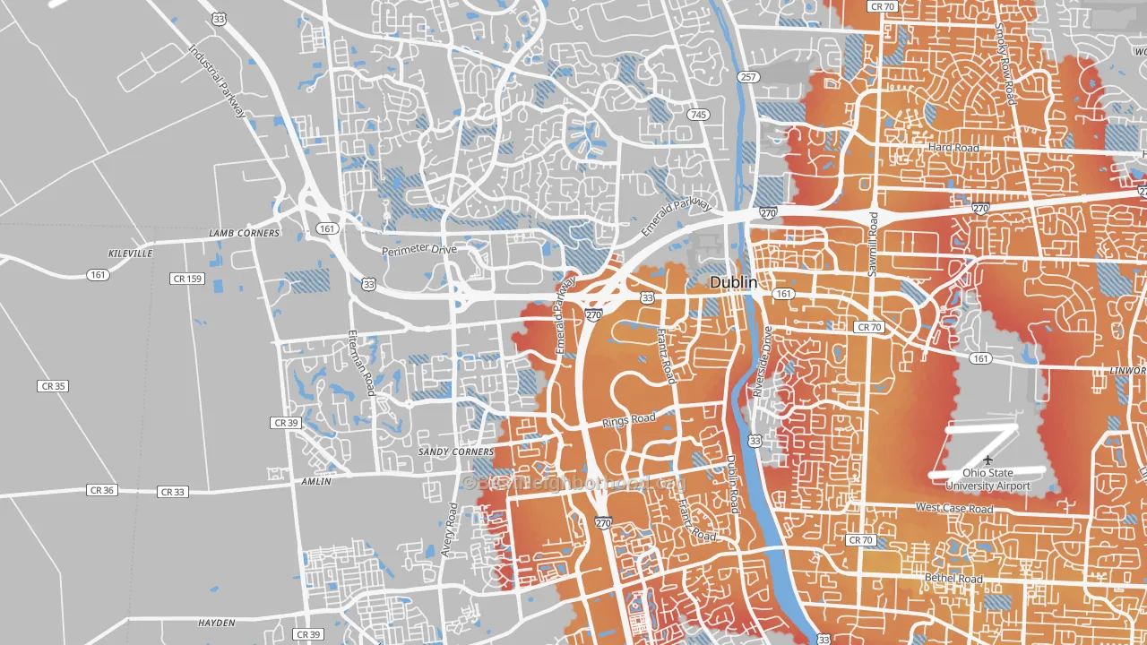 Transit Grade map of 43016, OH