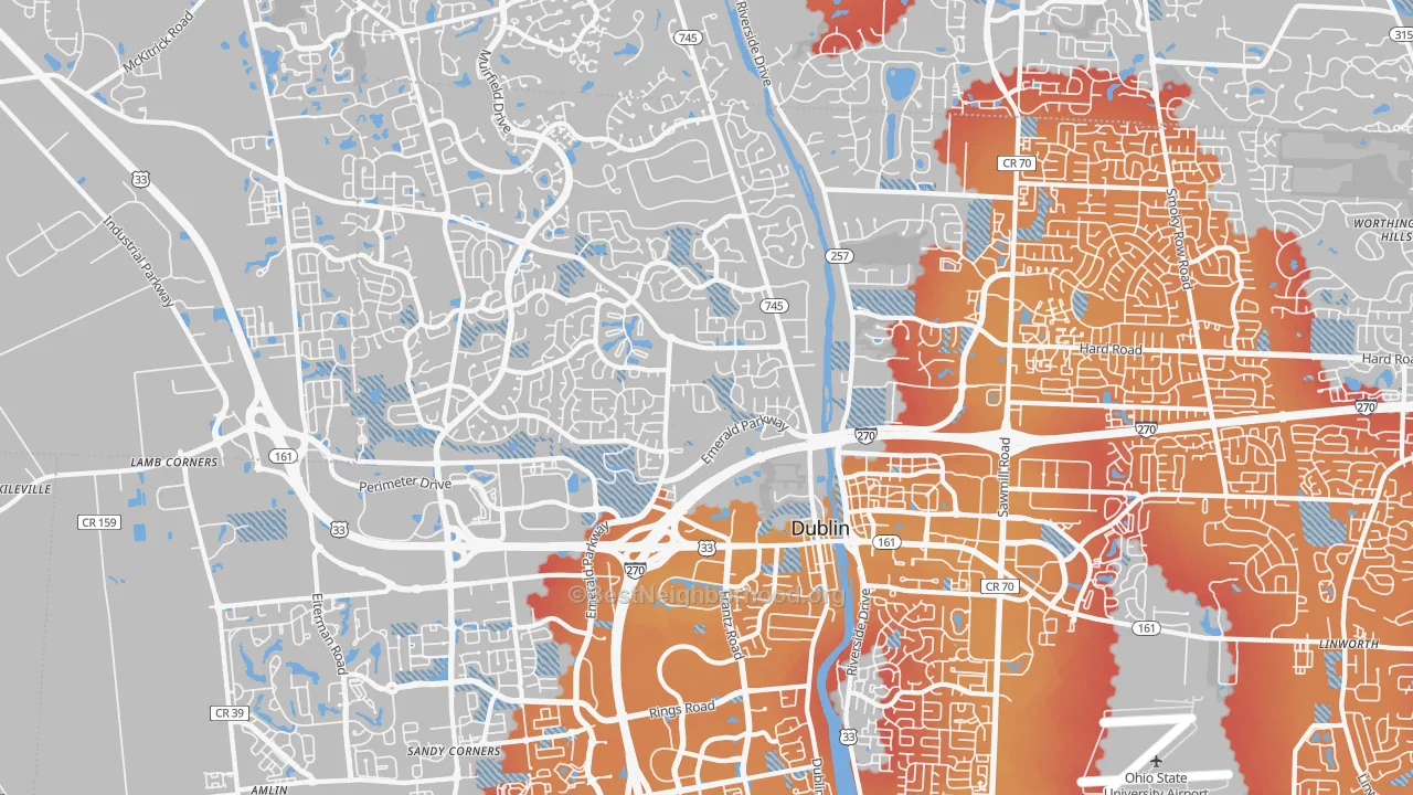 Transit Grade map of 43017, OH