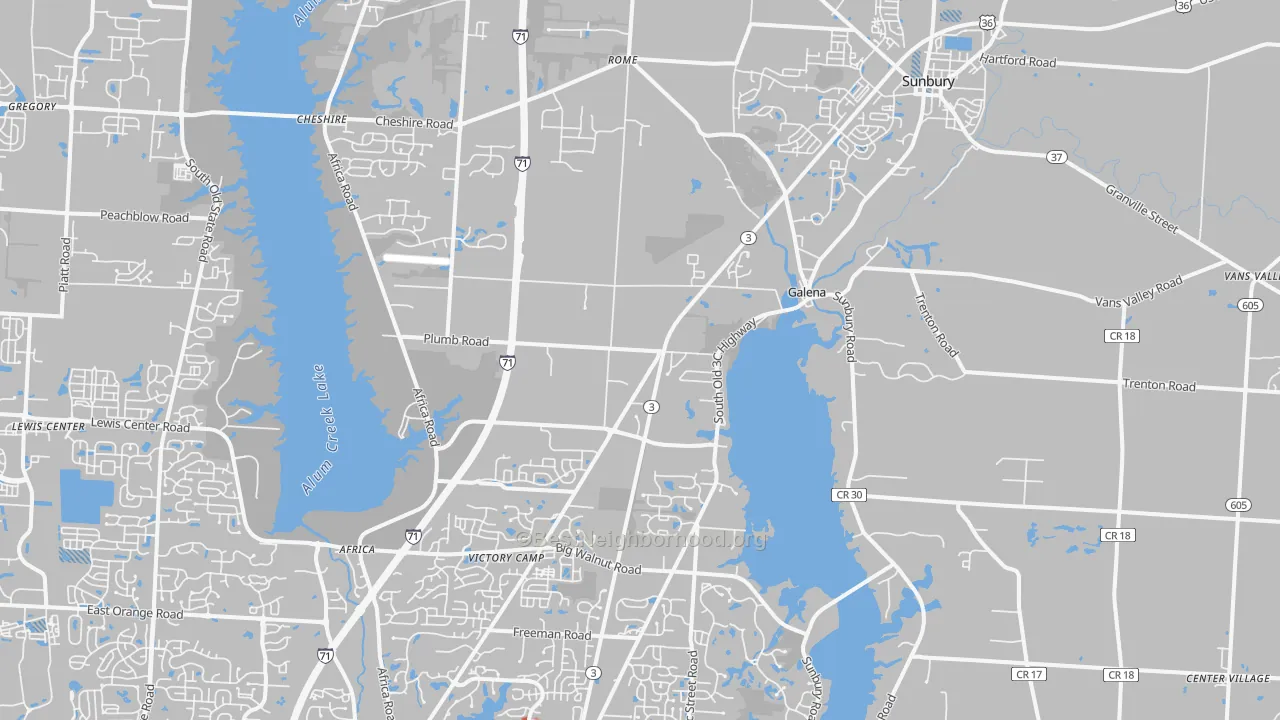 Transit Grade map of 43021, OH