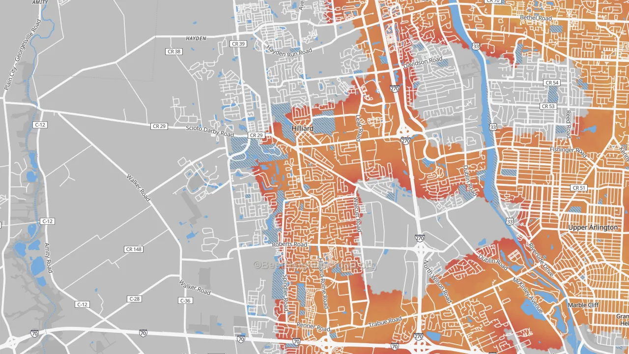 Transit Grade map of 43026, OH