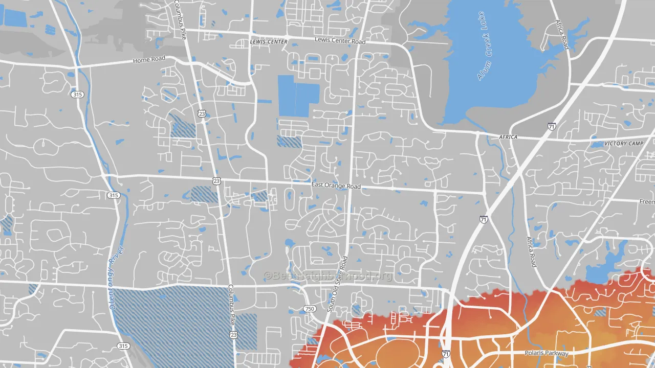 Transit Grade map of 43035, OH