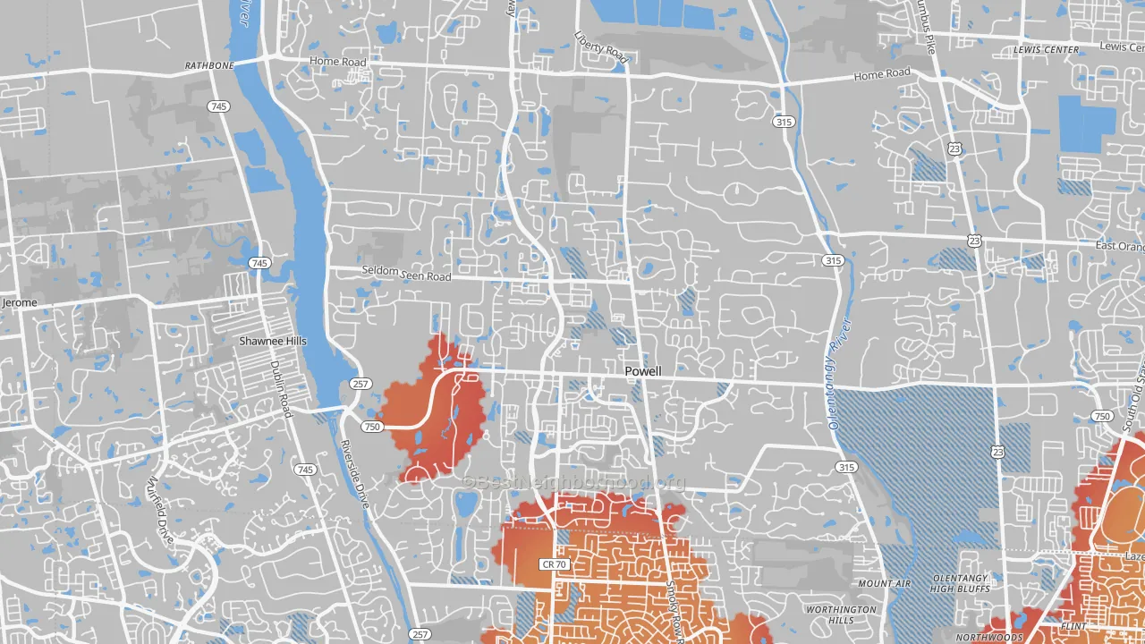 Transit Grade map of 43065, OH