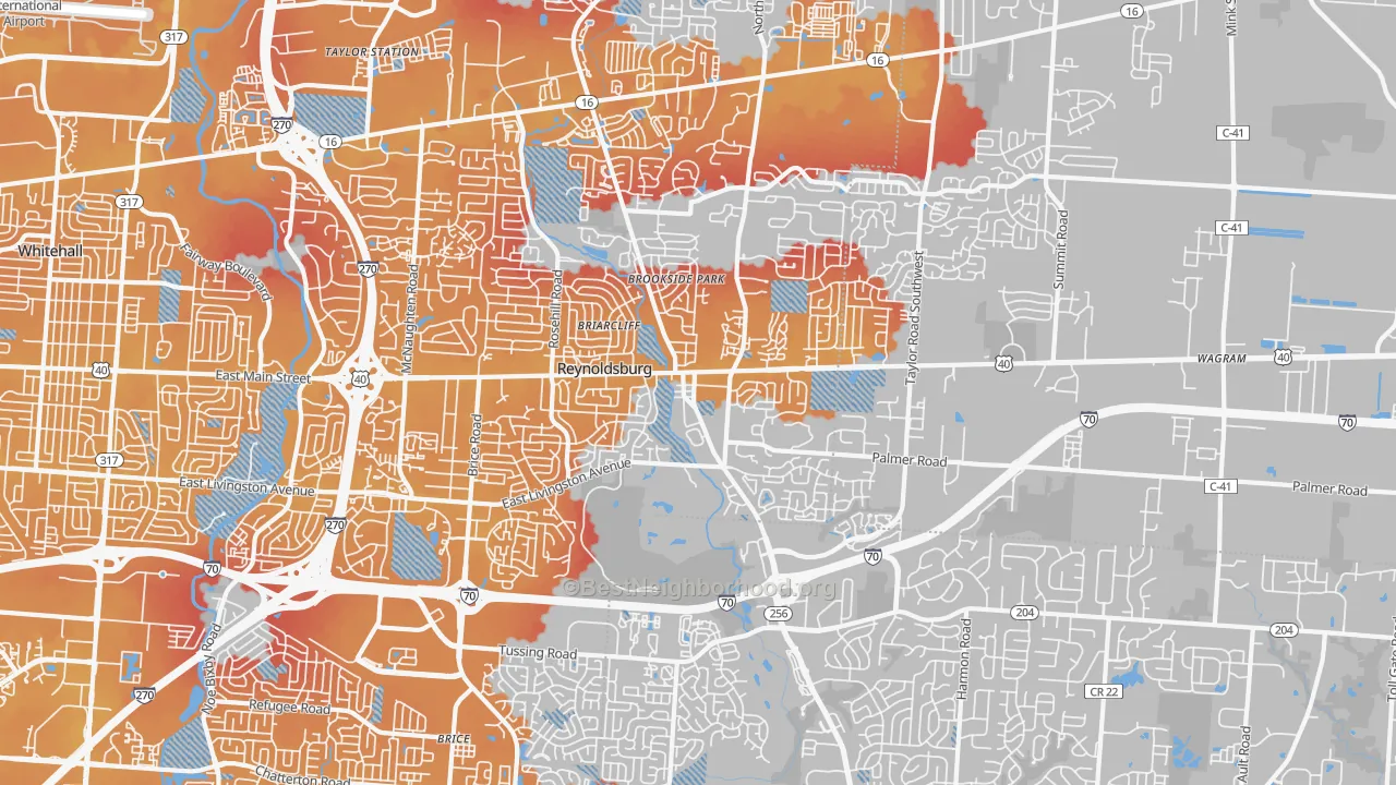 Transit Grade map of 43068, OH