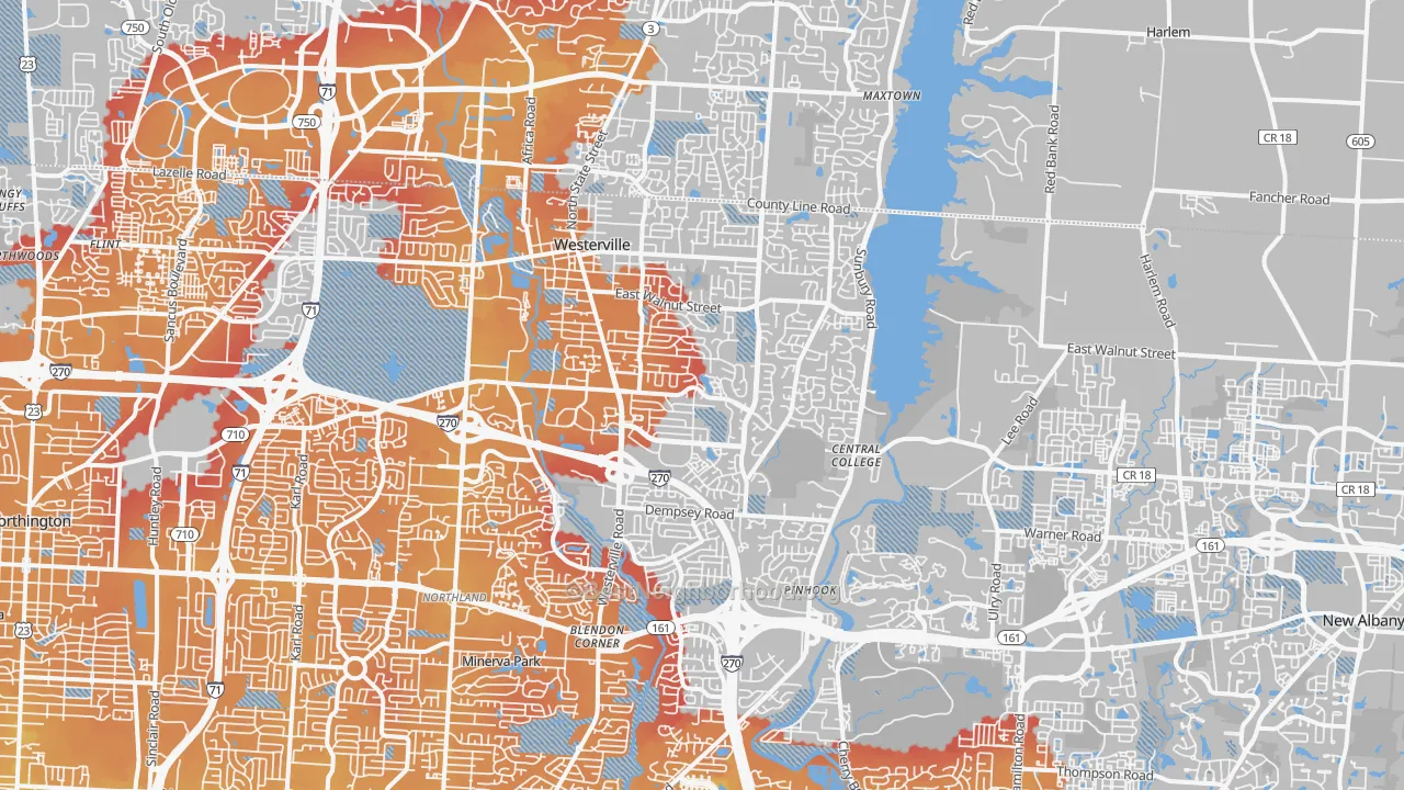 Transit Grade map of 43081, OH