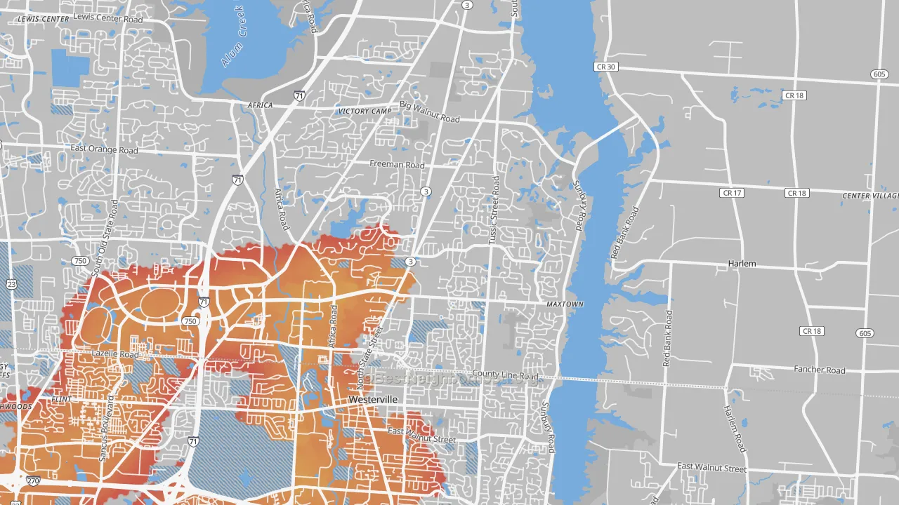 Transit Grade map of 43082, OH