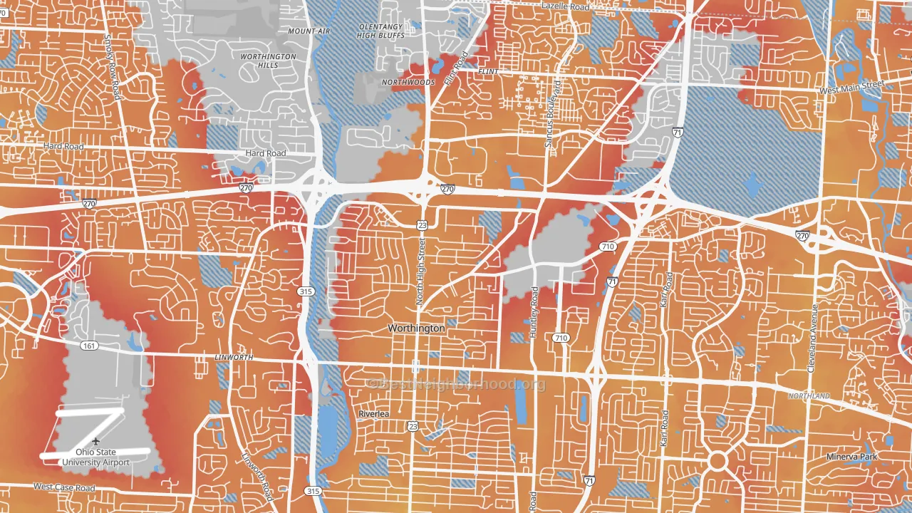 Transit Grade map of 43085, OH