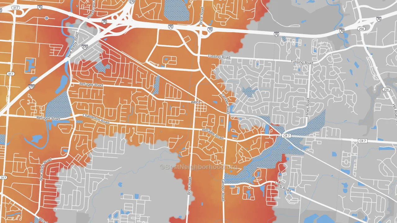 Transit Grade map of 43109, OH