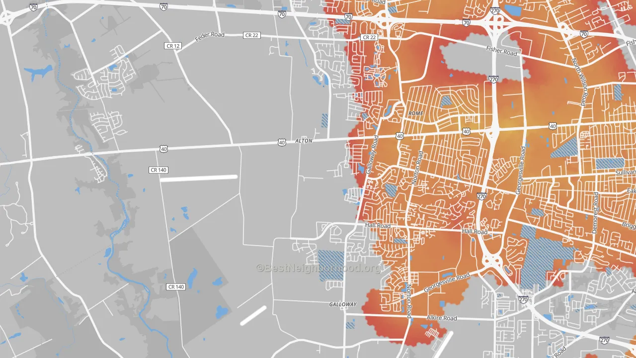 Transit Grade map of 43119, OH