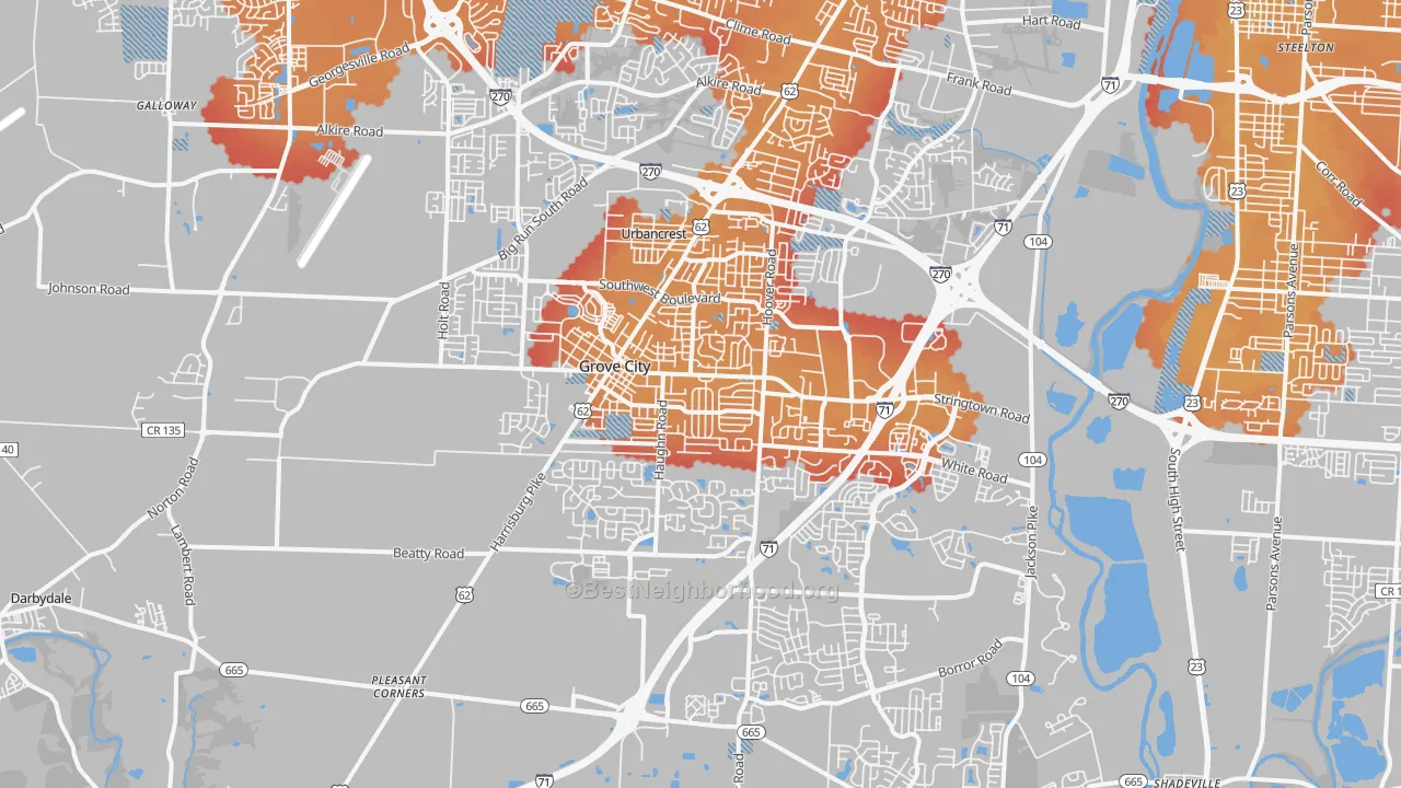 Transit Grade map of 43123, OH