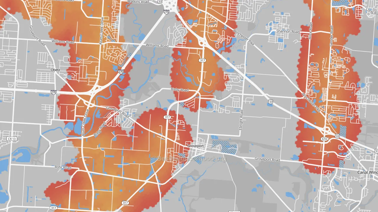 Transit Grade map of 43125, OH