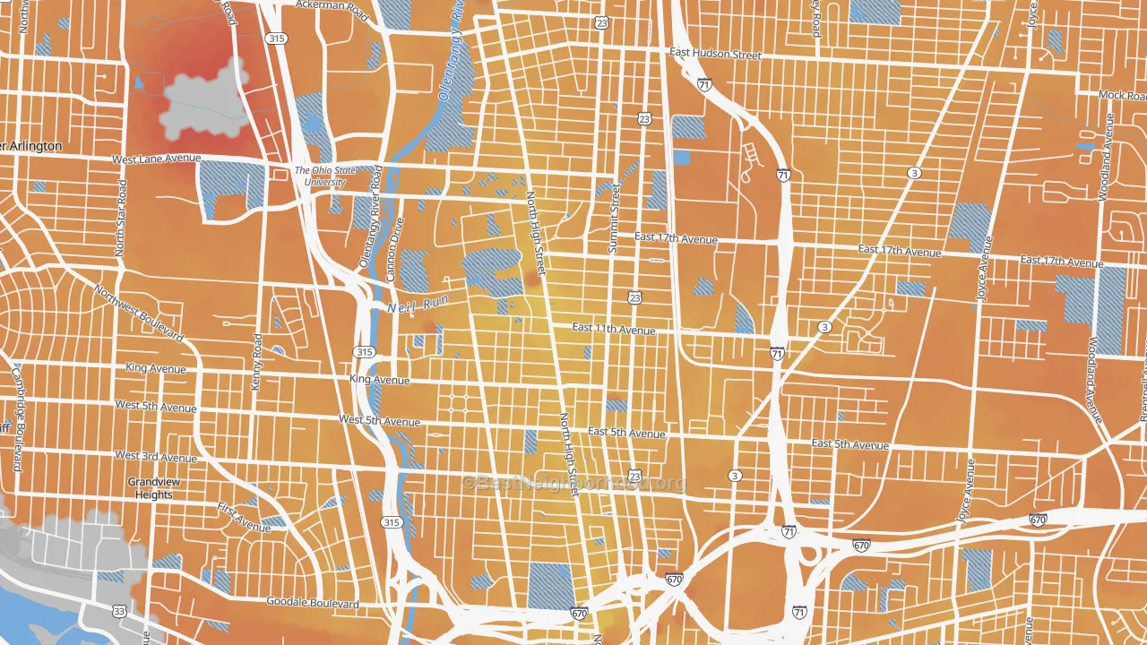 Transit Grade map of 43201, OH