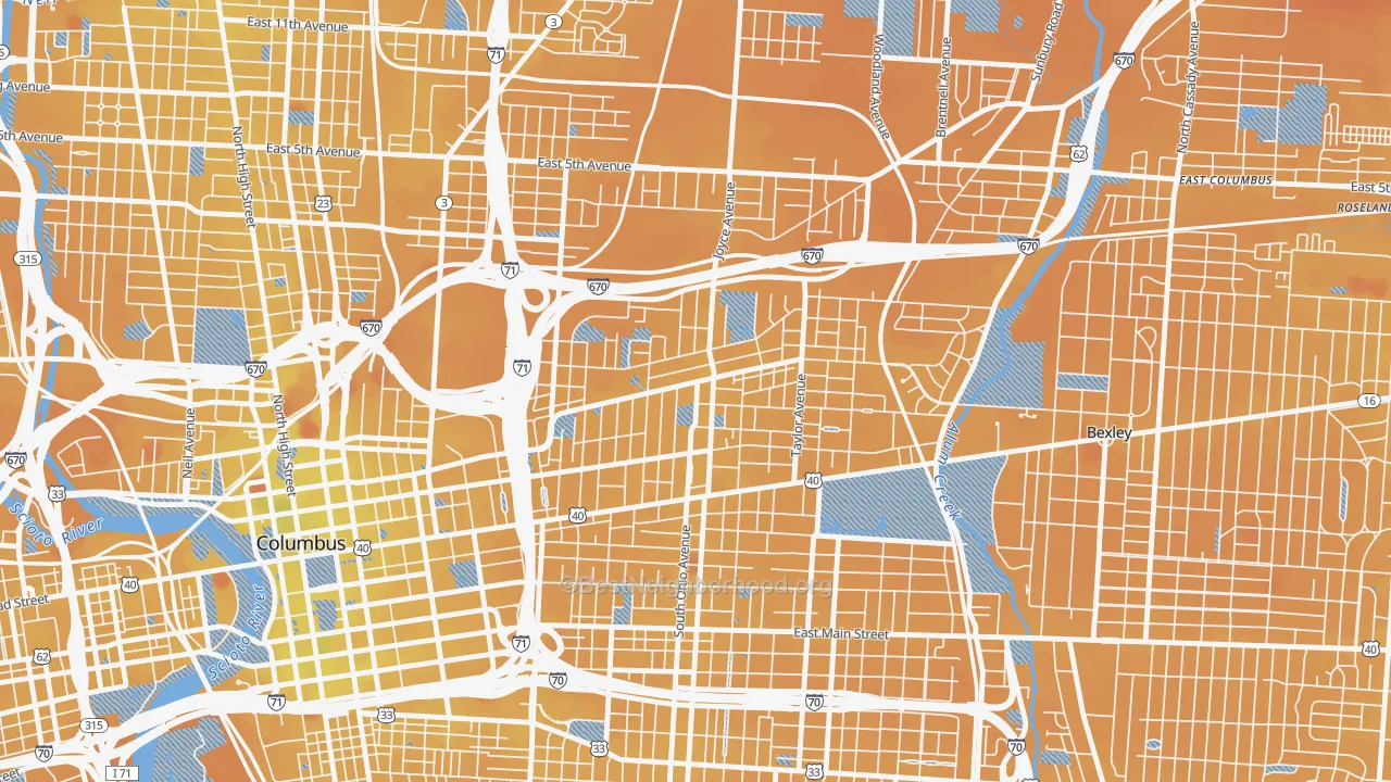 Transit Grade map of 43203, OH