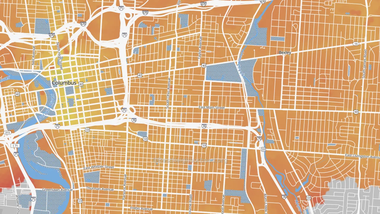 Transit Grade map of 43205, OH