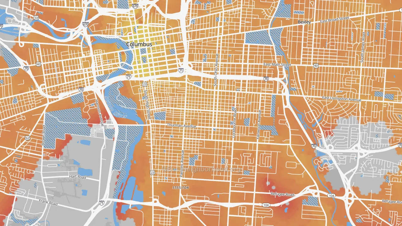 Transit Grade map of 43206, OH