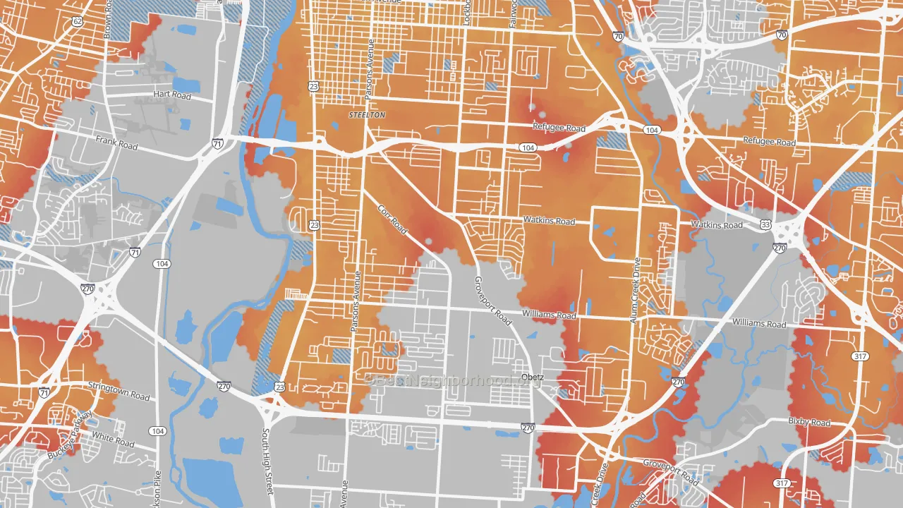 Transit Grade map of 43207, OH