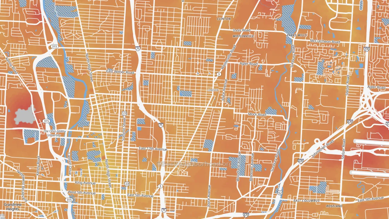 Transit Grade map of 43211, OH