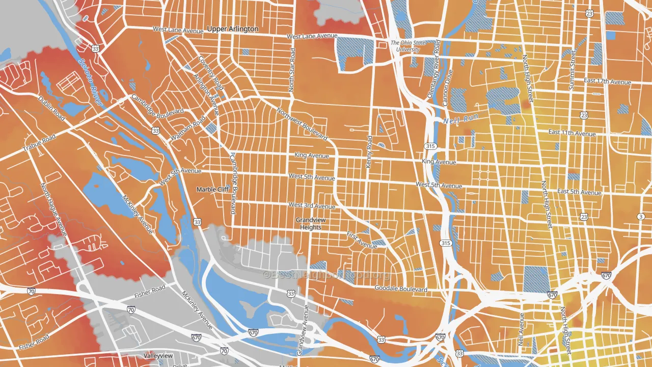 Transit Grade map of 43212, OH